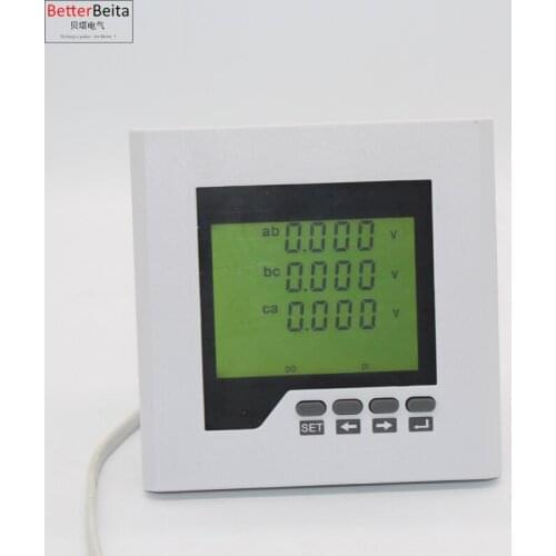 LCD display 3 phase multifunction meter measure ampere phase voltage line to line voltage frequency meter with 3 relay output