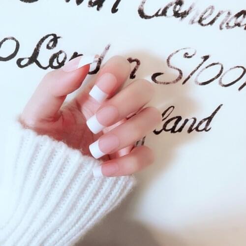 24 Pcs Lots French False Nails With Glue For women Wedding Bride Fake Nail Long Full Nail Tips artificial nails Art accessories