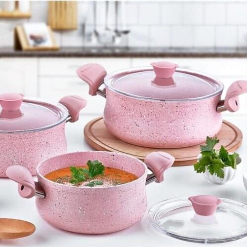 6 piece Granite Casserole Set Pink 3027 cookware sets
