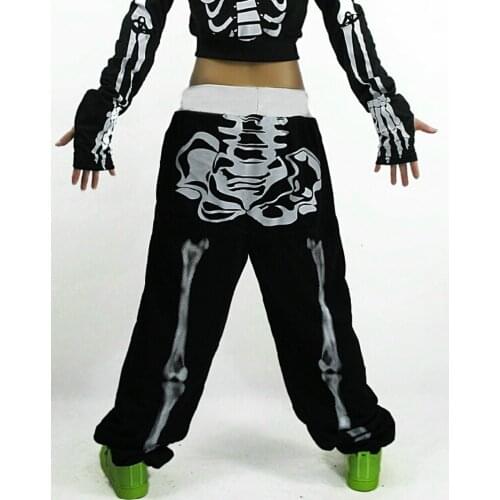 New Fashion Women Men Harem Hip Hop Dance Jazz Halloween Performance Costume Skeleton Trousers Pants