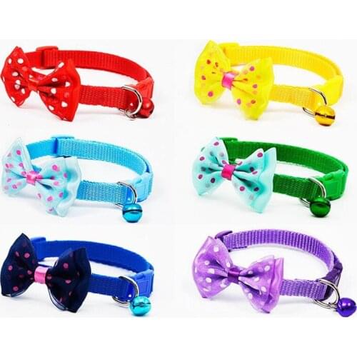 Pet 8 PCS/Lot Nylon Pet Dog Collar Wholesale Dot Bow Tie Dog Leash Pet Supplies Adjustable Necklaces Pet Shop Dog Acessorios
