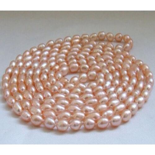 48 inch genuine cultured natural rice freshwater pearl necklace wrap Sweater chain 5-8mm
