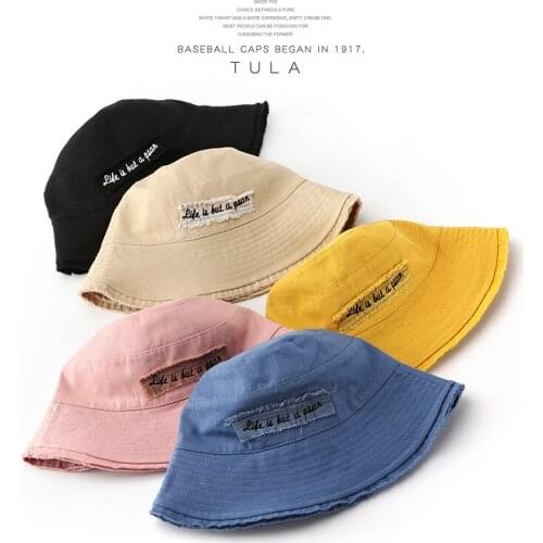 Letter Embroidery Cotton Bucket Hat Men Women Panama Fashion Foldable Bob Boys Girls Travel Fisherman Hat Beach Sun Hat