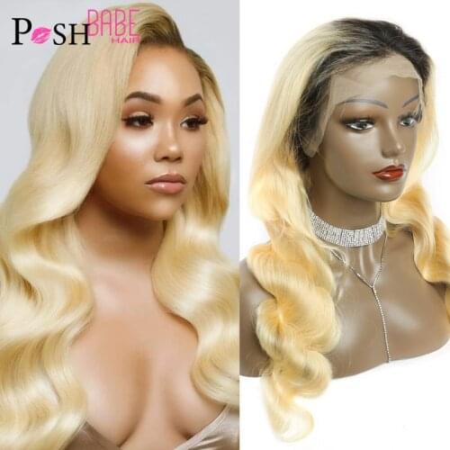 4*4 Closure Wig 8 - 24 inch Brazilian Blonde Ombre Human Hair Wig Lace Wig Human Hair Remy 1B 613 Body Wave Lace Front Wigs