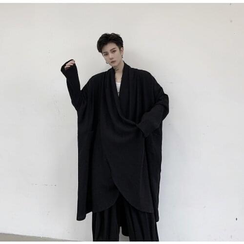 Long Sleeve pleated spring deep v-neck Yamamoto shirt thin fabric moisture fairy loose dark original mid-length shirt