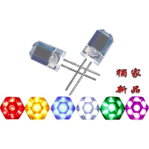 Hexagon Through Hole 8mm LED Diode For Decoration Stage Lighting etc