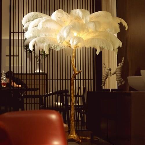 Modern Luxury LED Feather Floor Lamps Home Indoor Lighting Fixtures For Living Room Bedroom Home Decor White Feather Luminaire