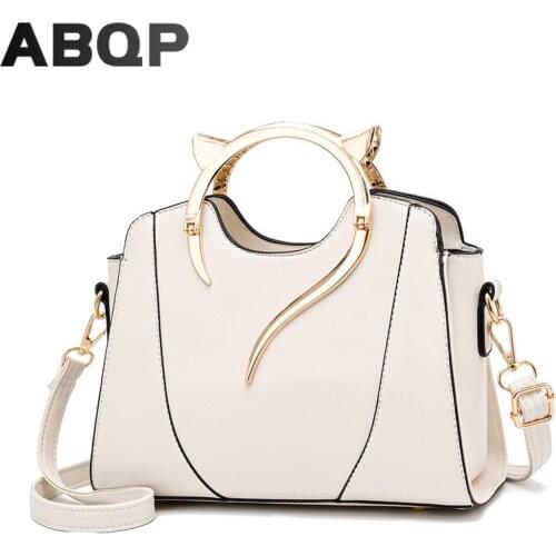 Cute Cat Ear Shoulder Bag For Teen Girls Kawaii Handbag For Girls Leather Shoulder Bag Woman White Cross Body Bag For Ladies