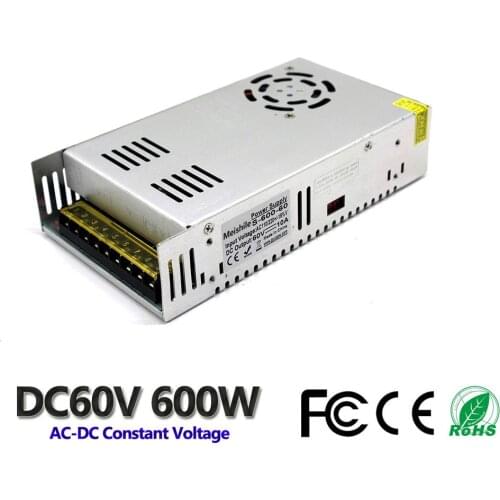 DC 60V 10A 600W LED Light Belt Driver Switching Power Supply 110V 220V AC Constant Voltage Transformer Monitoring CCTV CNC Motor