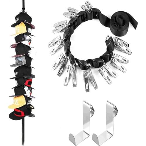 Baseball Caps Organizer Hanger Back Door Hats Scarf Closet Holder Over Door Hanging Storage Chain with 10/20 Clips