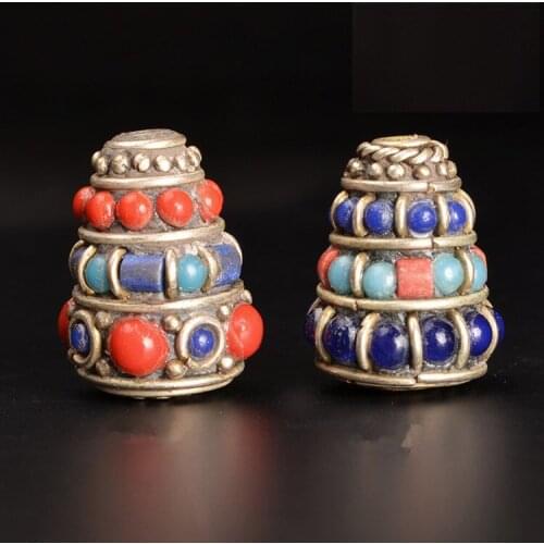 SEA MEW 2 PCS 15*20mm Nepal Metal Copper Tassels Cap 1.5mm Hole End Caps Beads For Jewelry Making