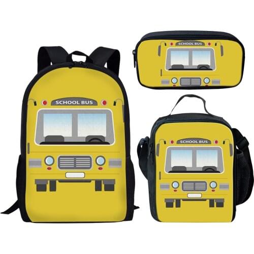School Bus Print Yellow Bags Boy Girls Schoolbags Children Book Bags Pencil Case Back to School Print Toddle Premary