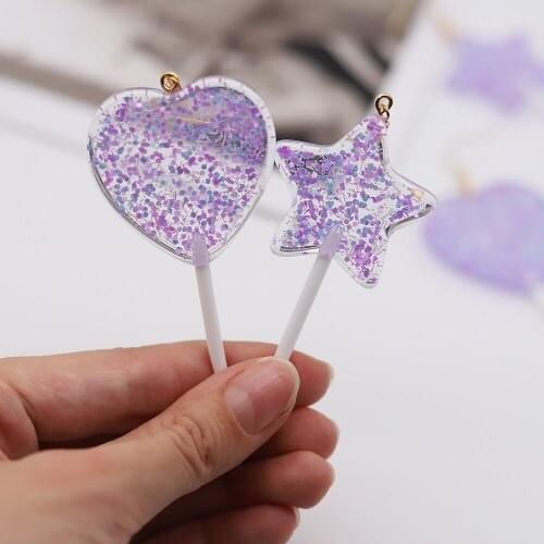 Transparent Lollipop Earrings Heart Star Earrings for Women Vintage Punk Long Earrings Fashion Cute Exaggerated Jewelry Gift
