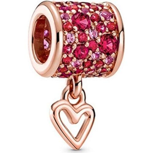 100% 925 Silver New Hand-painted Love Details Barrel Beads Suitable For Original Pandora Bracelet Womens Diy Charm Jewelry