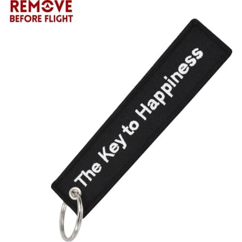 100PCS Remove Before Flight Fashion Chaveiro The Key to Happiness Bijoux Luggage Tag Embroidery Bag Charm Motorcycles Key Ring