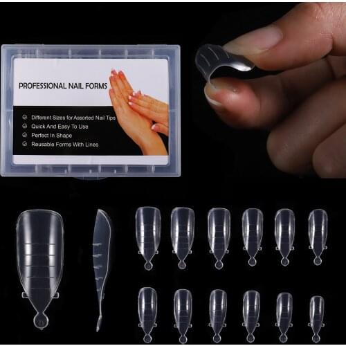 120pcs 12 sizes box Stiletto Dual Forms Poly UV Gel Quick Building Finger Extended Fake Nail Art Mold Full Cover Nail Tips
