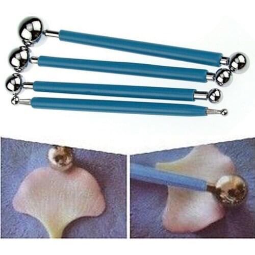 4pcs x Stainless Steel Fondant Cake Flower Decorating Modelling Ball Tools Set