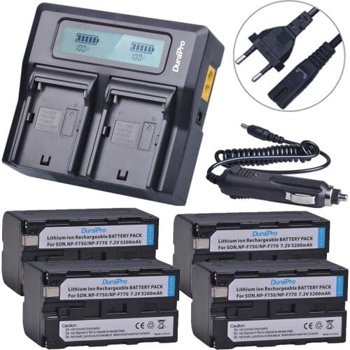 4pc 5200mAH NP-F750 NP-F770 Li-ion Battery + LCD Quick Charger for Sony NP F970 F960 ccd-tr917 ccd-tr940 ccd-trv101 ccd-trv215