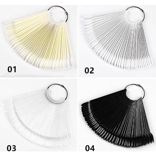 50PCS/Lot False Nail Tips Fan Nature Clear Black Finger Full Card Nail Art Display Practice Polish For Manicure Polish Nail Tool