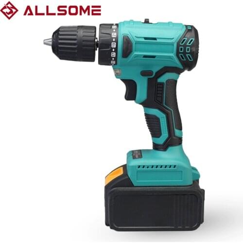 ALLSOME 21V Brushless Cordless Electric Screwdriver Rechargeable Impact Drill Adjustable Speed with LED Power Tools 10mm