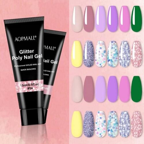 AOPMALL® Diamond Glitter 15ml Poly Extension Nail Gel Finger Nail Art Manicure Acryl Gel Varnish Polygels Poly UV LED Gel Polish