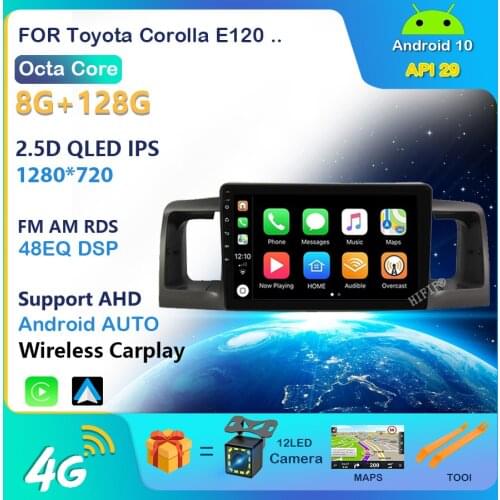 6GRAM For Toyota Corolla E120 e 120 BYD F3 2007-2011 DSP IPS Android 10.0 4G NET Car Radio Multimedia Video Player carplay