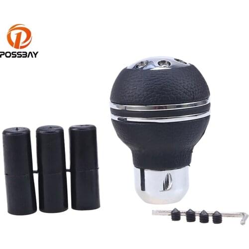 POSSBAY Car Manual MT Gear Shift Knobs Stick Shifter Black Leather Shift Knob Universal for Honda Kia VW Toyota BMW Shift Lever