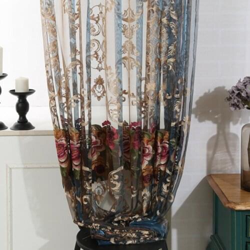 Italian Velvet European-Style Living Room Bedroom Window Screen Luxury Water Soluble Embroidery Morden Tulle Fashion Voile