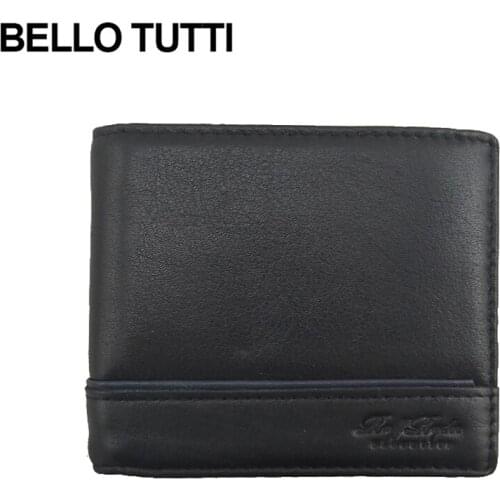 BELLO TUTTI Men New Genuine Leather Cowhide Short Key Wallet Card&ID Holder Coin Purse Money Clip Male Clutch Bag Change Handbag