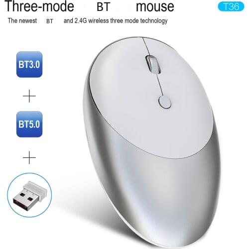Wireless Mouse Three Mode Bluetooth-compatible 5.0/3.0 USB Wireless Mouse Silent Mice for Laptop Mac Rechargeable Mouse