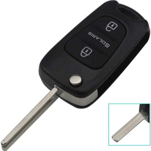 Bilchave 3 Buttons Flip Folding Remote Car Key Shell Case FOB For Hyundai Solaris With Uncut Blade Replacement