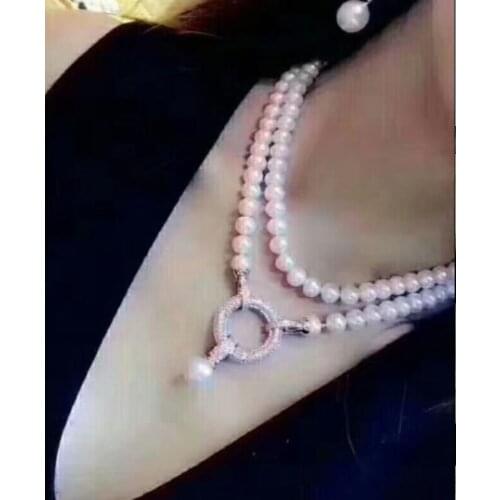 Noble jewelry 9-10mm Freshwater pearl pendant necklace 35inch