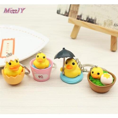 Cute yellow duck Keychain for Men Women Random Lovely Cartoon Animal Bag Keyring Hanging Pendant Decoration 2.5cm-3cm/1in-1.2in