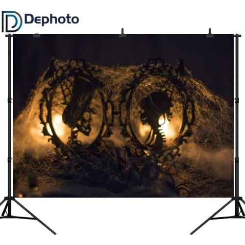 Dephoto Photography Background Light Spider Web Skeleton Bride and Groom Halloween theme Backdrop Photo Background Studio