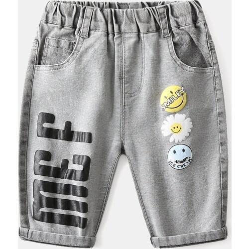 Fashion Daisy Boys Denim Shorts Girls Quality Jean Pant Knee Length Trousers Childrens Clothes