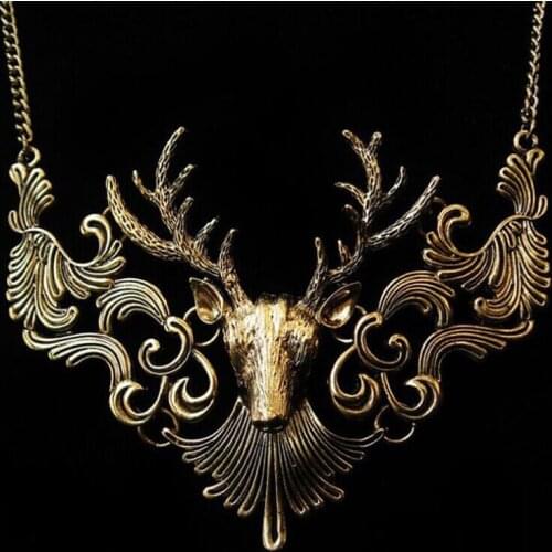 European and American fashion element restoring ancient ways Big elk fake collar collar bone chain