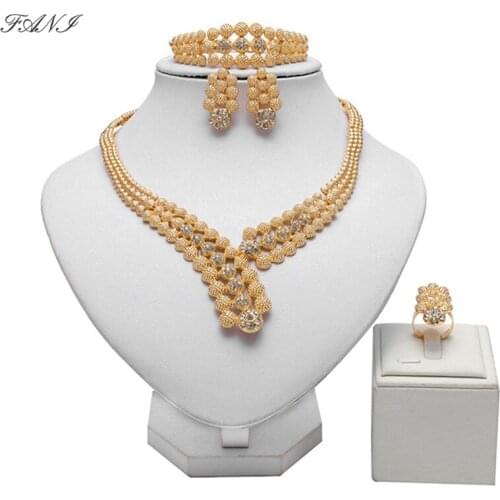 Fani 2021 Fashion African Beads Designer Jewelry Set Wholesale italian women Costume jewelry set Nigerian Wedding Bridal Bijoux