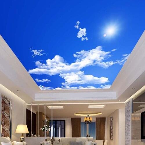 Blue Sky White Clouds Sunshine Ceiling Zenith Mural Custom 3D Photo Wallpaper For Living Room Ceiling Decoration Mural Wallpaper