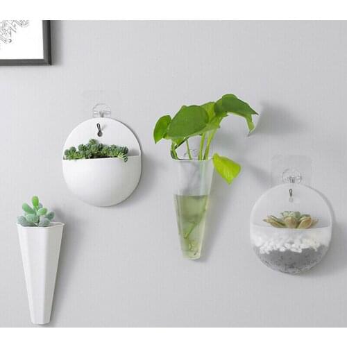 Plant Pot Indoor Plastic Planter Wall Hanging Flowers Cover Round Modern Art DIY