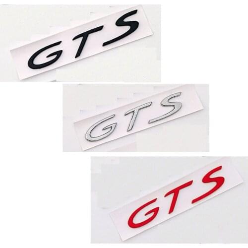 Chrome Black Red Letters " GTS " Words Car Trunk Lids Lip Front Badge Emblem Emblems Badges Sticker Decal