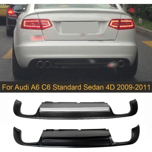 PU Black Rear Bumper Diffuser Lip Spoiler for Audi A6 C6 Standard Sedan 4 Door 2009 - 2011 Car Rear Bumper Diffuser Lip Spoiler