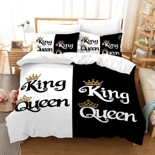 King Queen Lovers Bedding Set Single Twin Full Queen King Size Lover Oil Painting Bed Set Childrens Kid Bedroom Duvetcover 006
