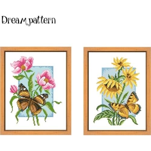 Butterflies and flowers cross stitch kits aida fabric 18ct 14ct 11ct white unprint cotton thread embroidery kits DIY craft