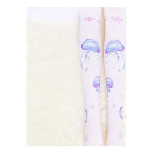 Japanese sweet Lolita printed silk stockings jellyfish Lolita hosiery for even a lovely soft sister render WXL-CT13