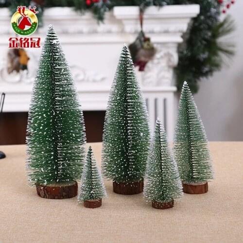 Mini Christmas Tree Snow Frost Small Pine Tree DIY Craft Desktop Decoration Christmas Ornaments Tree Decorations