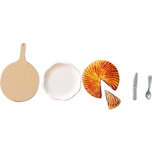 Dollhouse Miniature Cut Cake Tray Plate Cutter Set Model Kitchen Accessories