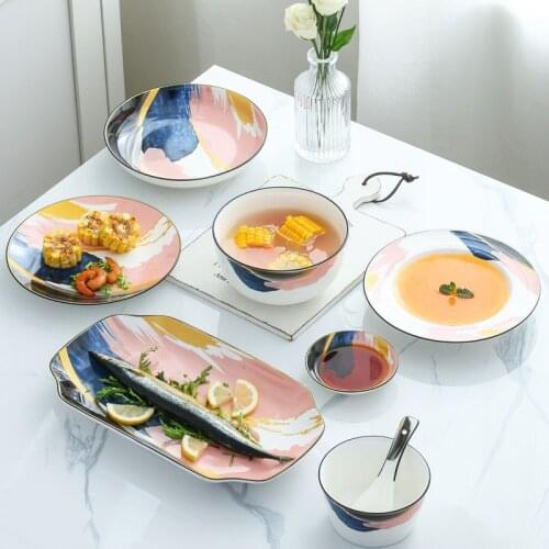 Japanese ceramic tableware set breakfast tableware creative underglaze dining utensils Western steak dish dish set