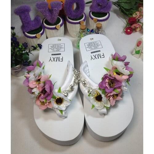 New Diamond Beach Handmade Flip Flops Slippers Beautiful Fashion Cheap Womens Wedges Shoes With High Heel Footwear Online