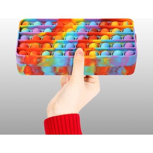 Push Bubble Pencil Case Bag Sensor Push Bubble Decompression Relieve Anti Stress Toy Stationery Storange Organizer Box Pure Colo