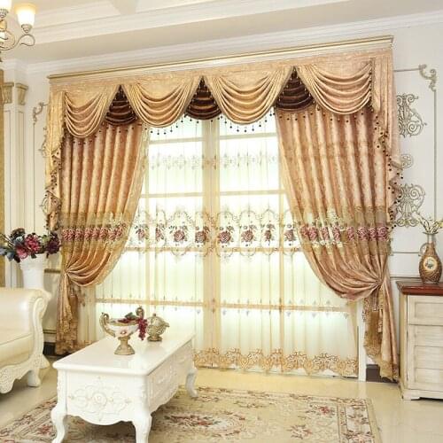 2017 New Europe Embroidered Window Curtain For living Room Bedroom Blackout Curtain Window Treatment Drapes Home Decor